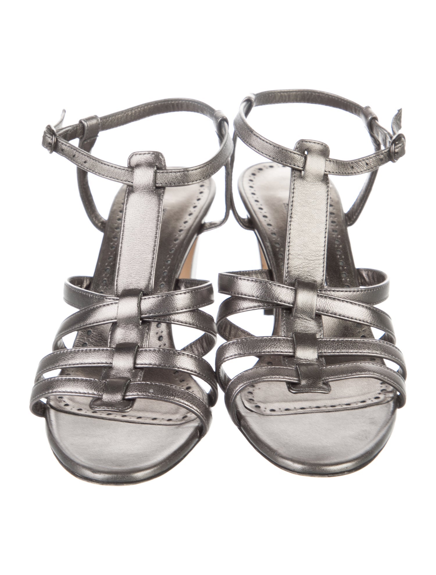 Manolo Blahnik Leather T-Strap Sandals